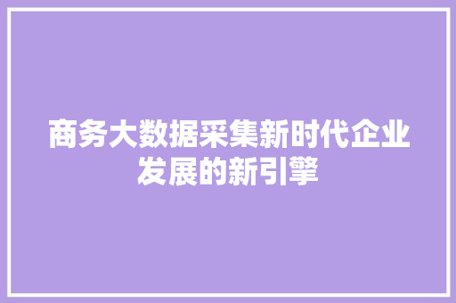 商务大数据采集新时代企业发展的新引擎