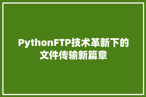 PythonFTP技术革新下的文件传输新篇章