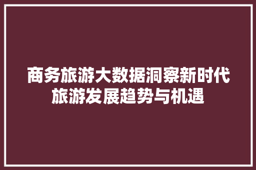 商务旅游大数据洞察新时代旅游发展趋势与机遇