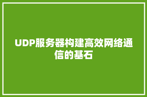 UDP服务器构建高效网络通信的基石