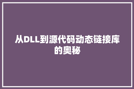 从DLL到源代码动态链接库的奥秘
