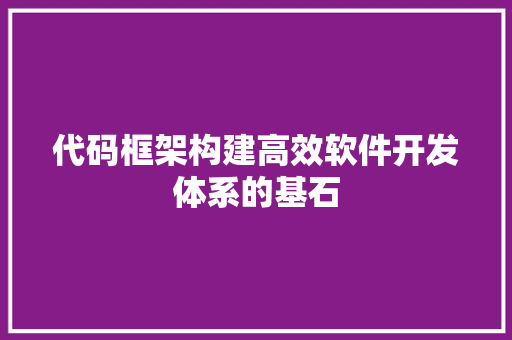 代码框架构建高效软件开发体系的基石
