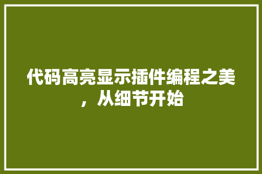 代码高亮显示插件编程之美，从细节开始