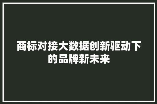 商标对接大数据创新驱动下的品牌新未来