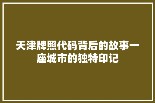 天津牌照代码背后的故事一座城市的独特印记