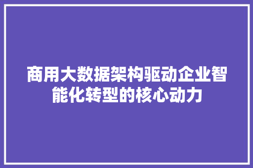 商用大数据架构驱动企业智能化转型的核心动力  第1张