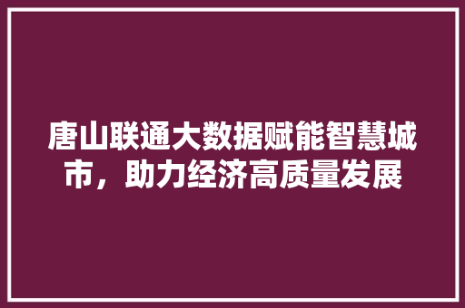 唐山联通大数据赋能智慧城市，助力经济高质量发展  第1张