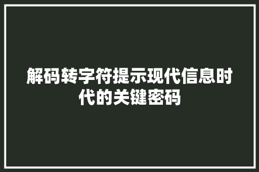 解码转字符提示现代信息时代的关键密码