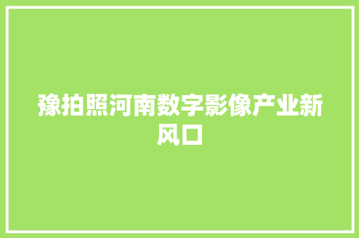 豫拍照河南数字影像产业新风口