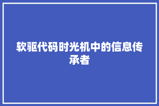软驱代码时光机中的信息传承者
