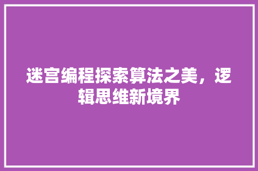 迷宫编程探索算法之美，逻辑思维新境界