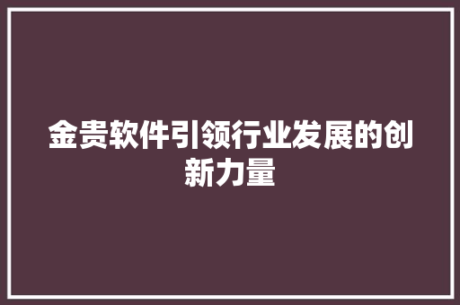 金贵软件引领行业发展的创新力量