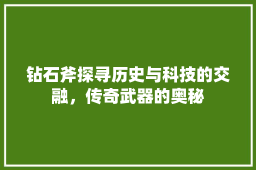 钻石斧探寻历史与科技的交融，传奇武器的奥秘