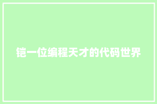 铠一位编程天才的代码世界
