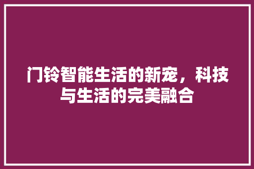 门铃智能生活的新宠，科技与生活的完美融合
