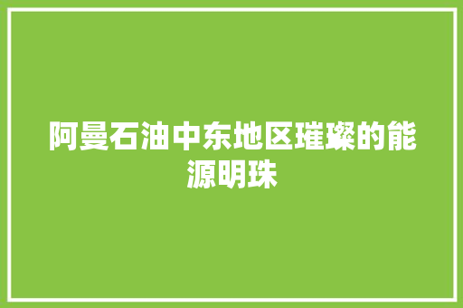阿曼石油中东地区璀璨的能源明珠