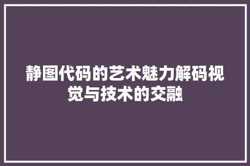 静图代码的艺术魅力解码视觉与技术的交融