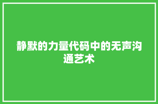 静默的力量代码中的无声沟通艺术