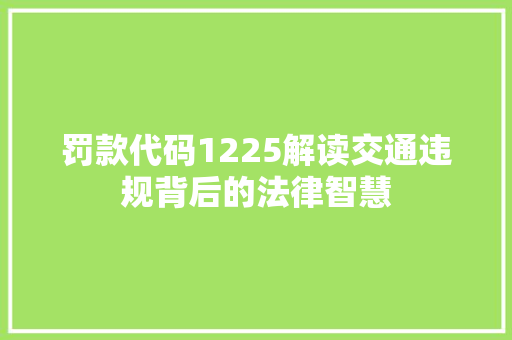 罚款代码1225解读交通违规背后的法律智慧