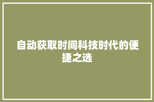 自动获取时间科技时代的便捷之选  第1张