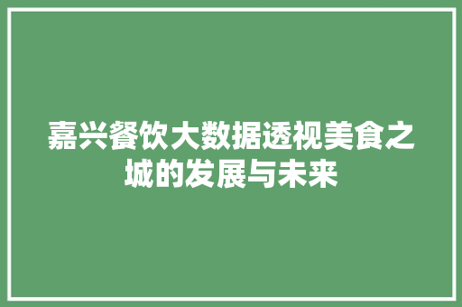 嘉兴餐饮大数据透视美食之城的发展与未来