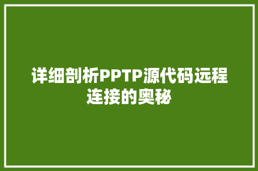 详细剖析PPTP源代码远程连接的奥秘