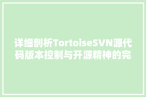 详细剖析TortoiseSVN源代码版本控制与开源精神的完美融合