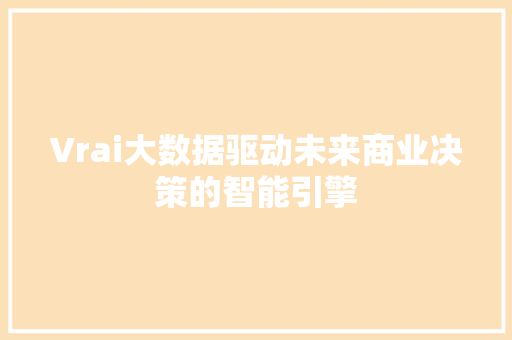 Vrai大数据驱动未来商业决策的智能引擎