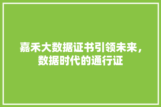 嘉禾大数据证书引领未来，数据时代的通行证  第1张