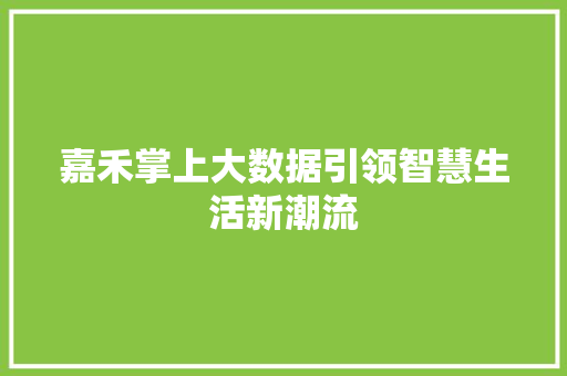 嘉禾掌上大数据引领智慧生活新潮流  第1张