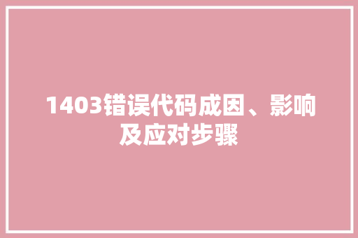 1403错误代码成因、影响及应对步骤