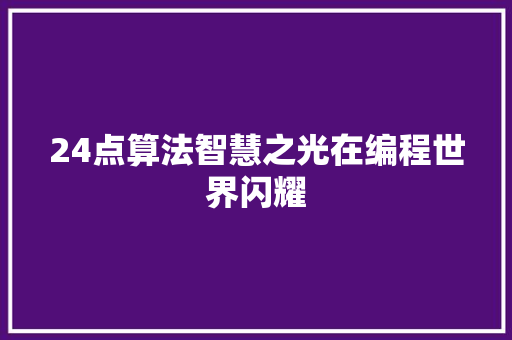 24点算法智慧之光在编程世界闪耀