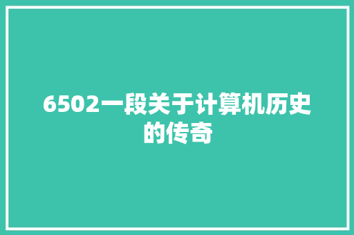 6502一段关于计算机历史的传奇