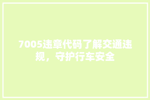 7005违章代码了解交通违规，守护行车安全