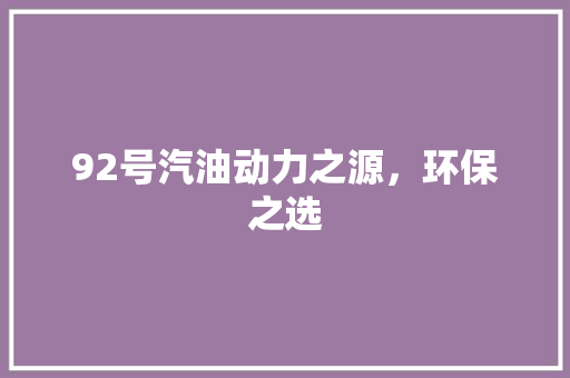 92号汽油动力之源，环保之选