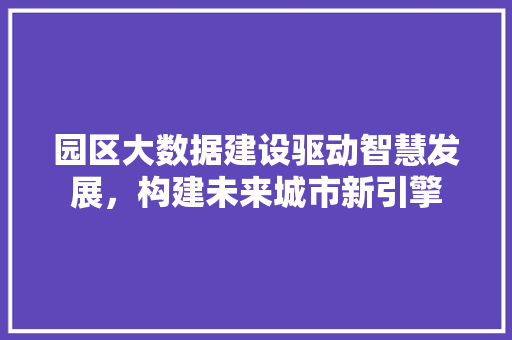 园区大数据建设驱动智慧发展，构建未来城市新引擎  第1张