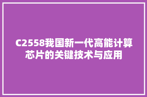 C2558我国新一代高能计算芯片的关键技术与应用