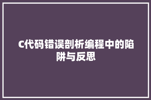 C代码错误剖析编程中的陷阱与反思