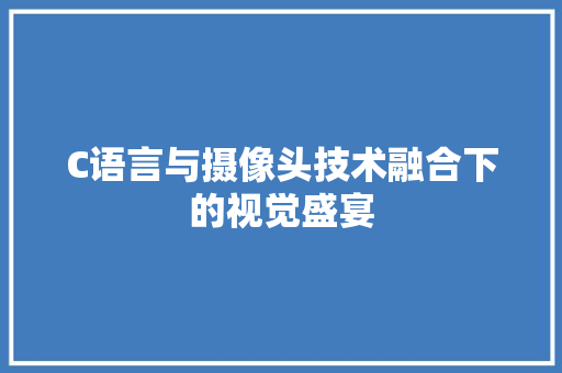 C语言与摄像头技术融合下的视觉盛宴