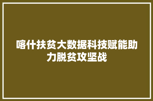 喀什扶贫大数据科技赋能助力脱贫攻坚战