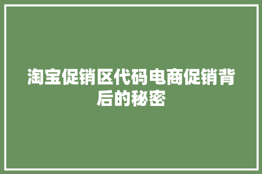 淘宝促销区代码电商促销背后的秘密