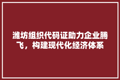 潍坊组织代码证助力企业腾飞，构建现代化经济体系
