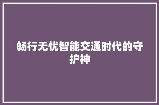 畅行无忧智能交通时代的守护神