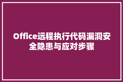 Office远程执行代码漏洞安全隐患与应对步骤