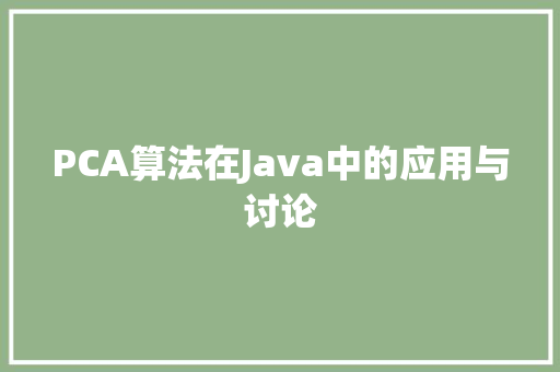 PCA算法在Java中的应用与讨论