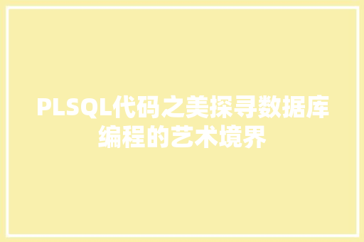 PLSQL代码之美探寻数据库编程的艺术境界