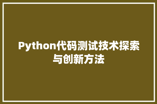 Python代码测试技术探索与创新方法