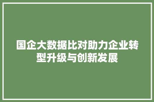 国企大数据比对助力企业转型升级与创新发展  第1张