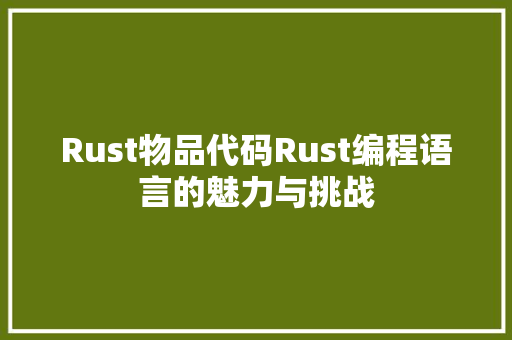 Rust物品代码Rust编程语言的魅力与挑战