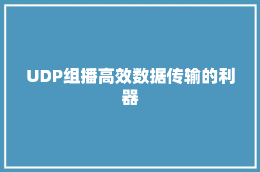 UDP组播高效数据传输的利器